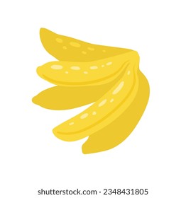 Vector illustration of a bunch of bananas isolated from background. Flat hand drawn clipart juicy tropical fruit for stickers, postcards, menus and recipes