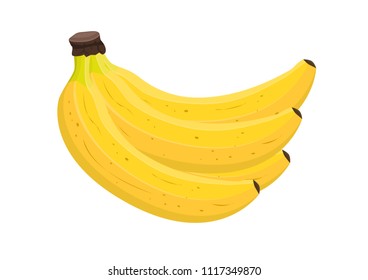 Vector illustration. Bunch bananas on a white background.