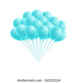 Vector illustration of bunch birthday or party blue balloons. Greeting or invitation card design element