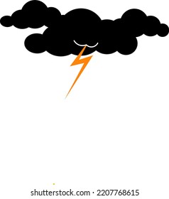 ilustración vectorial de un grupo de nubes negras y relámpagos impactantes