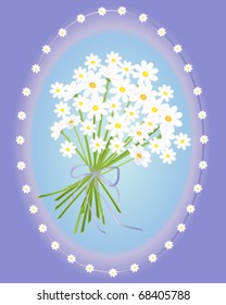 vector illustration of a bunch of daisy flowers tied with purple ribbon in eps10 format