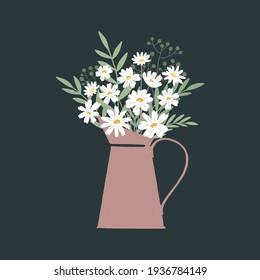 Bouquet de flores en lata de agua vintage