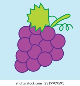 Ilustración vectorial de un montón de uvas. Fruta. Uvas maduras.