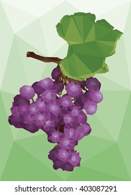 vector illustration of a bunch of ripe grapes on a abstract background from triangles