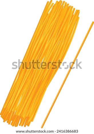 Vector illustration of a bunch of spaghetti noodles with one separated. Italian cuisine, simple ingredients concept vector illustration.