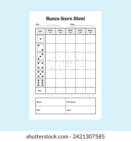 Vector Illustration of Bunco Score Sheet