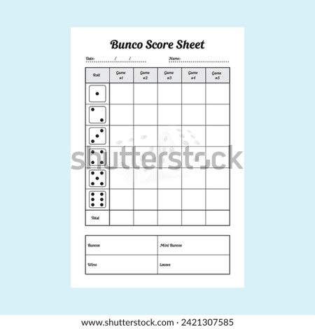 Vector Illustration of Bunco Score Sheet