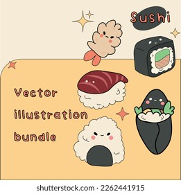 Vector illustration bundle sushi themed