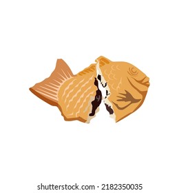 vector illustration, Bungeoppang popular fish-shaped Korean bread, flat cartoon design style.