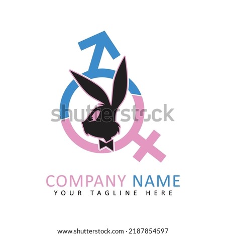 Vector illustration of a bunny in black and pink, great for t-shirts, posters, etc. male and female symbol icon.