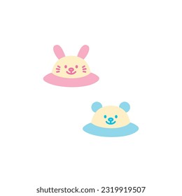 Vector Illustration of Bunny Ears Hat and Bear Ears Hat for Babies