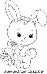 Vector illustration of a Bunny with a flower.