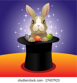 Vector illustration of a bunny in a high hat.