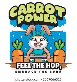 Vector Illustration of Bunny Lifting A Carrot As A Barbell with Retro Mascot Illustration Available for Tshirt Design