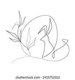 Vector Illustration of Bunny Line Art Drawing for Easter Day Celebration. Good for Cover, Poster, T-Shirt, Graphic Design Print, and others.