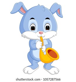 vector illustration of bunny playing saxophone