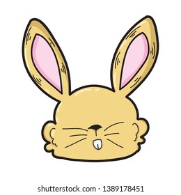 Vector illustration of bunny rabbit cartoon, children drawing style, isolated on white