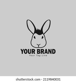 Vector illustration of bunny rabbit logo line art style simple design black outline