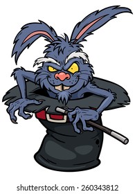  Vector illustration of bunny rabbit in a magic hat