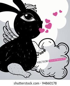 vector illustration of a bunny for the Valentine day