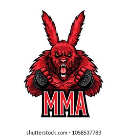 vector illustration of bunny/rabbit as mma fighter character 