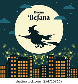 Ilustração vetorial do modelo de mídia social Buona Befana