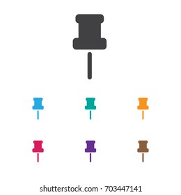 Vector Illustration Of Bureau Symbol On Pointer Icon. Premium Quality Isolated Pushpin Element In Trendy Flat Style.