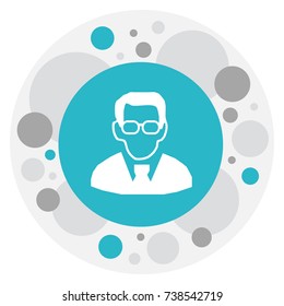 Vector Illustration Of Bureau Symbol On Scientist Icon. Premium Quality Isolated Professor Element In Trendy Flat Style.