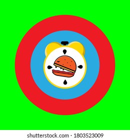 vector illustration of burger and alarm clock