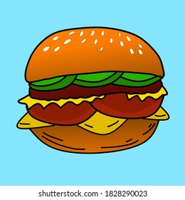 vector illustration of a burger, can be used as a food content logo and icon.