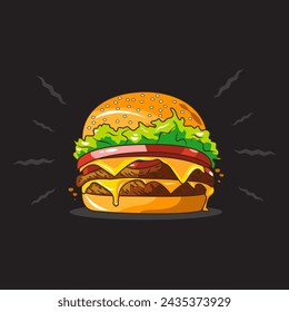 Vector illustration of burger cheese beef 