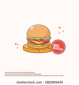 Vector Illustration Burger With A Cutting Board
