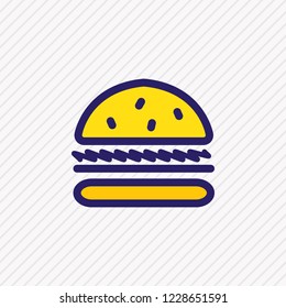 Vector illustration of burger icon colored line. Beautiful celebration element also can be used as sandwich icon element.