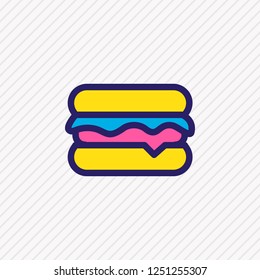 Vector illustration of burger icon colored line. Beautiful entertainment element also can be used as sandwich icon element.