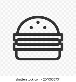 Vector Illustration Of Burger Icon In Dark Color And Transparent Background(png).