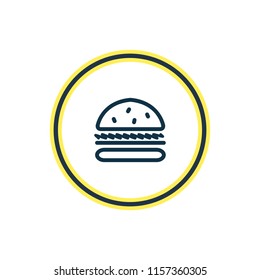 Vector illustration of burger icon line. Beautiful party element also can be used as sandwich icon element.