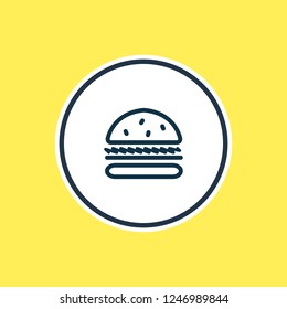 Vector illustration of burger icon line. Beautiful party element also can be used as sandwich icon element.