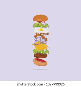 Vector illustration burger ingredient for menu or something else