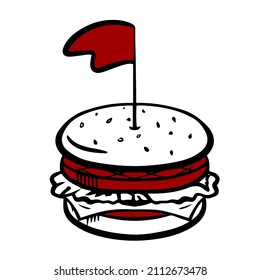 vector illustration of a burger isolated on white