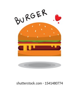 Vector illustration of a burger on white background