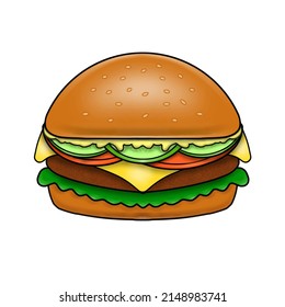 Vektorgrafik eines Burgers auf weißem Hintergrund.