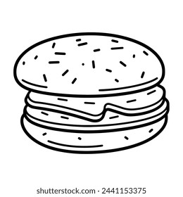 Ilustración vectorial de un icono de contorno de hamburguesa, ideal para proyectos de alimentos.