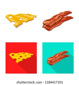 Vector illustration of burger and sandwich icon. Collection of burger and slice stock vector illustration.
