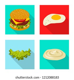 Vector illustration of burger and sandwich icon. Set of burger and slice stock vector illustration.