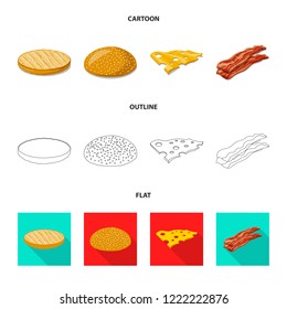 Vector illustration of burger and sandwich icon. Collection of burger and slice stock symbol for web.