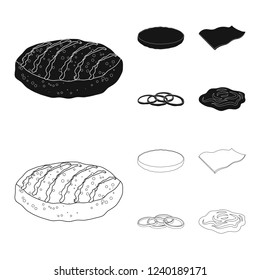 Vector illustration of burger and sandwich icon. Set of burger and slice stock symbol for web.