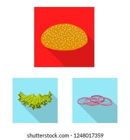 Vector illustration of burger and sandwich icon. Collection of burger and slice stock vector illustration.