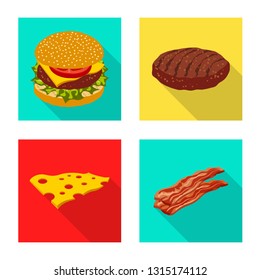 Vector illustration of burger and sandwich icon. Set of burger and slice stock vector illustration.