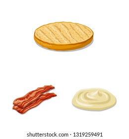 Vector illustration of burger and sandwich icon. Set of burger and slice stock symbol for web.