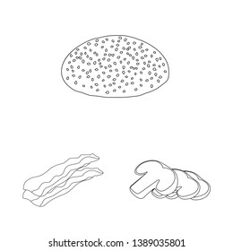 Vector illustration of burger and sandwich icon. Collection of burger and slice stock symbol for web.